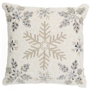 34th & Pine Christmas Silver Snowflake Beaded Throw Pillow Decor 16" Holiday NEW